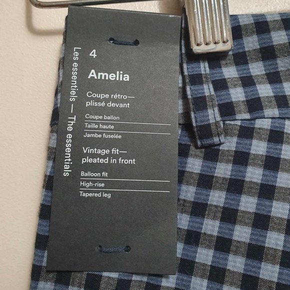 BNWT Frank and Oak The Gingham Amelia Balloon Pant - Navy - 4 - Picture 8 of 8